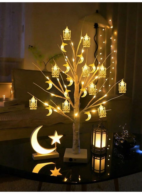 Ramadan Moon & Lantern LED Tree Light – Warm White Decor